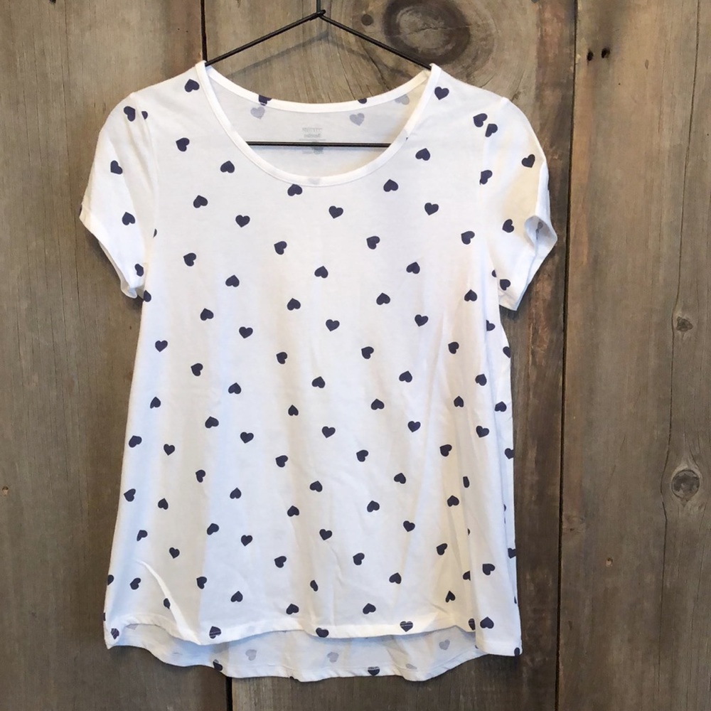 NWOT Old Navy White Blue Heart Relaxed Fit T-shirt Size XXL 16 Girls